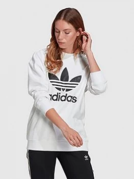 Image of adidas Originals Trefoil Crew Sweat - White, Size 12, Women
