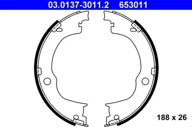 Image of ATE 03.0137-3011.2 Handbrake Shoes without lever Brake Shoe Set,parking brake (1419)