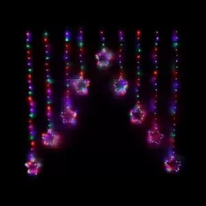 image of 1.2m Premier Christmas Static Star LED Silver Pin Wire V Curtain Lights in Rainbow