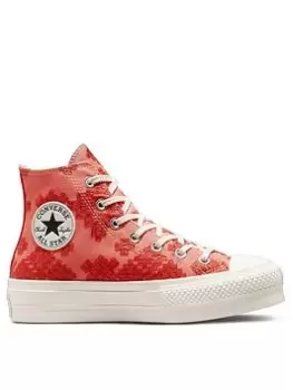 Converse Chuck Taylor All Star Lift Broderie Hi - Dark Pink Size 6, Women