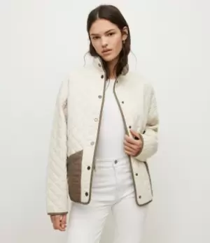 Image of AllSaints Womens Madison Reversible Jacket, White/khaki, Size: 12