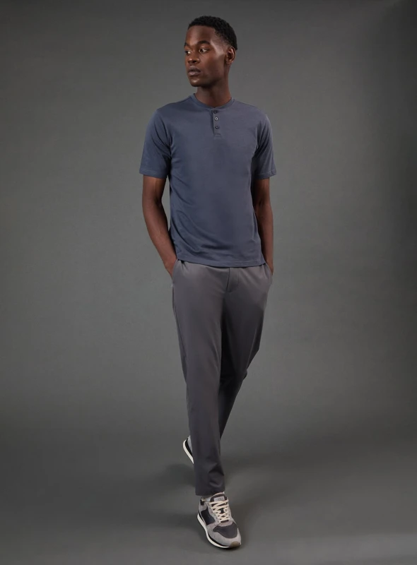 Image of Burton BURTON Dark Blue Grandad Neck T-Shirt S