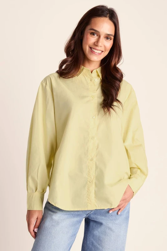 Image of TOG24 Womens 'Marnie' 100% Cotton Relaxed Fit Shirt in Yellow Size: 10 Yellow Female 10