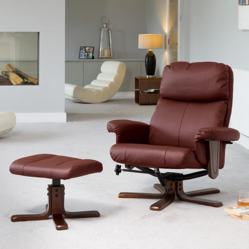 Image of Artemis Home Woodacre Swivel Recliner with Massage & Heat in Burgundy Burgundy Unisex