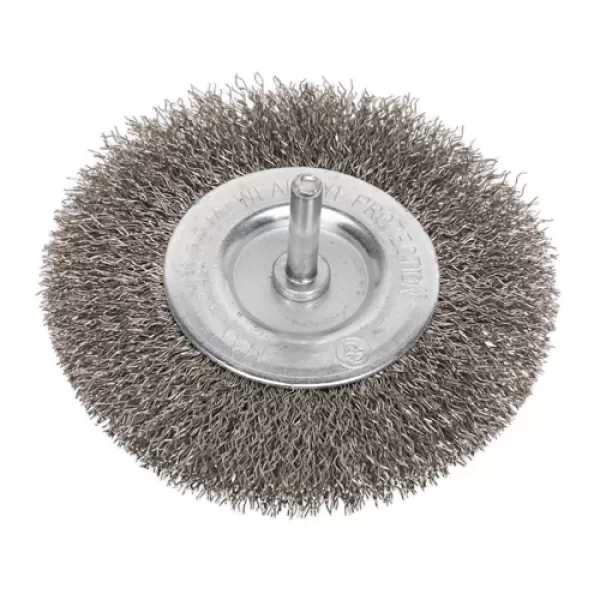 image of Genuine SEALEY SFBS100 Flat Wire Brush Stainless Steel 100mm with 6mm Shaft