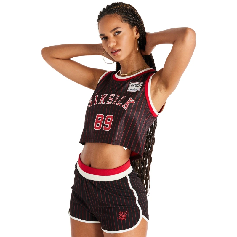 Image of SikSilk Baseball Crop Top - Black 8