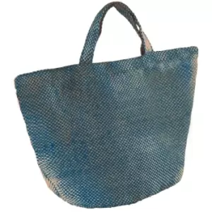 image of Womens/Ladies Fashion Jute Bag (One Size) (Natural/Ink Blue) - Kimood