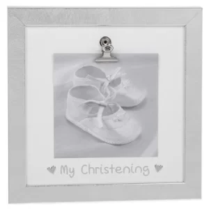 Image of Silver Clip Frame Christening 4x4