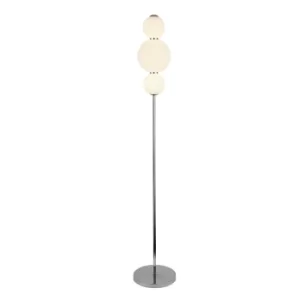 image of 3 Light Floor Lamp, Chrome With Opal Glass Shade