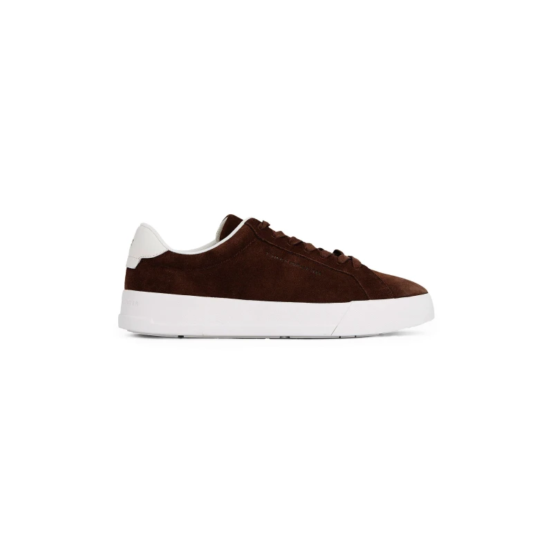 Image of Tommy Hilfiger Court Leather Low Top Trainers - Brown Brown 10