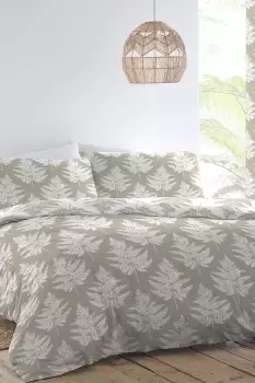 image of 'Fearne' Woven Jacquard Interlocking Leaves Design Duvet Cover Set