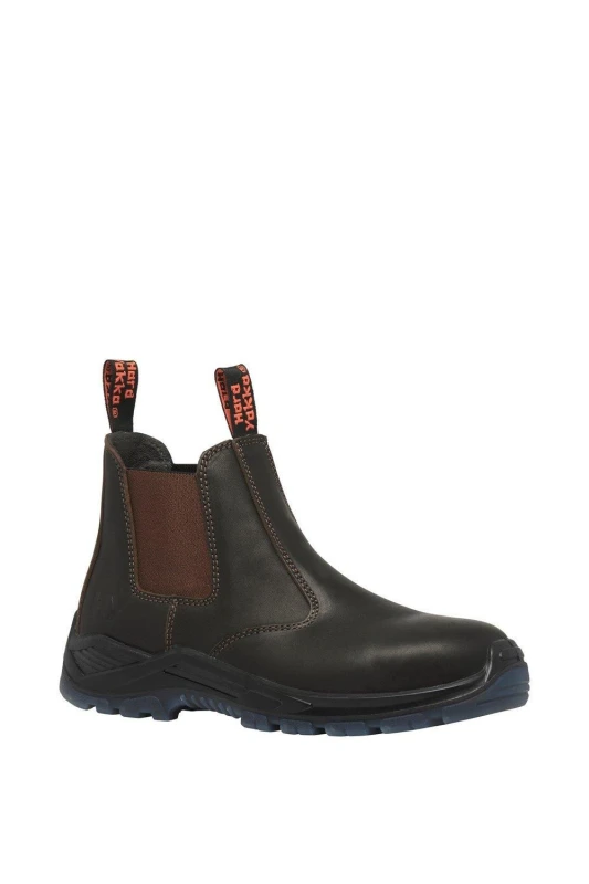 Image of Hard Yakka Mens Banjo Safety Leather Slip On Dealer Boots UK Size 10.5 (EU 45) BROWN HDY007-BROWN-10.5