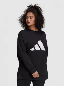 Image of Adidas Future Icons 3 Bar Crew - Plus Size, Black, Size 1X, Women