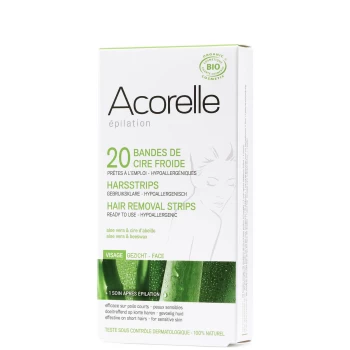 image of Acorelle Organic Ready to Use Aloe Vera and Beeswax Cold Wax Strips for Face 20 Strips