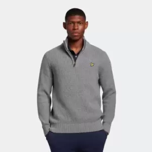 Image of Lyle & Scott Mens Ribbed Quarter Zip Jumper - Mid Grey Marl - L