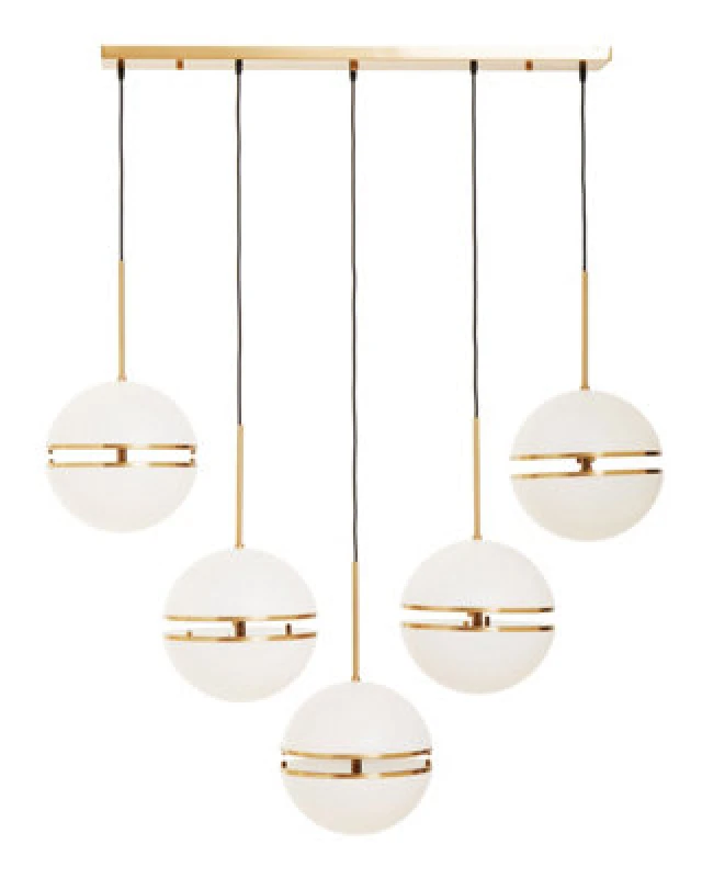 Image of Orsina Five Ball Brass Pendant Light, Contemporary Statement Lighting Fixture With Five Split Globe Light