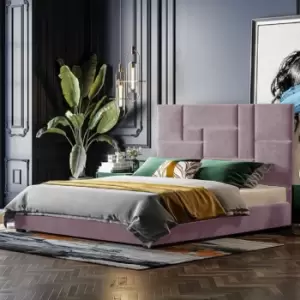 Image of Conmo Bed King Plush Velvet Pink