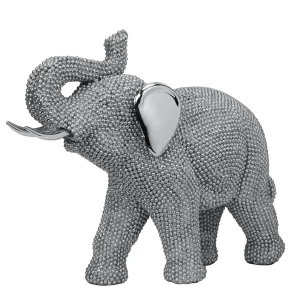 image of Silver Diamante Elephant Figurine 19cm