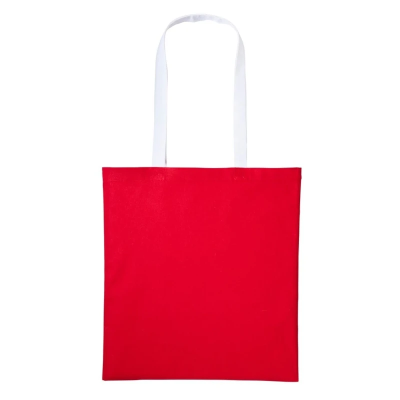 Image of Nutshell Womens Varsity Cotton Shopper Long Handle Tote in Red Red Female One Size