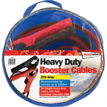 image of Streetwize Booster Cable with Fully Insulated Crocodile Clips 3m/270 Amp