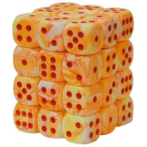 image of Chessex 12mm Dice Block: Festive Sunburst/Red (36)