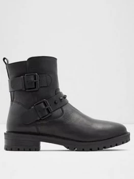 Image of Aldo Abiladda Biker Ankle Boots, Black Leather, Size 3, Women