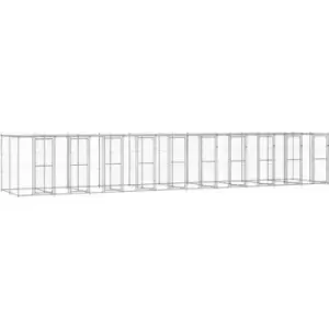 Image of Vidaxl - Outdoor Dog Kennel Galvanised Steel with Roof 24.2 m² Silver