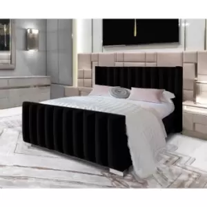 Image of Melina Bed Double Plush Velvet Black