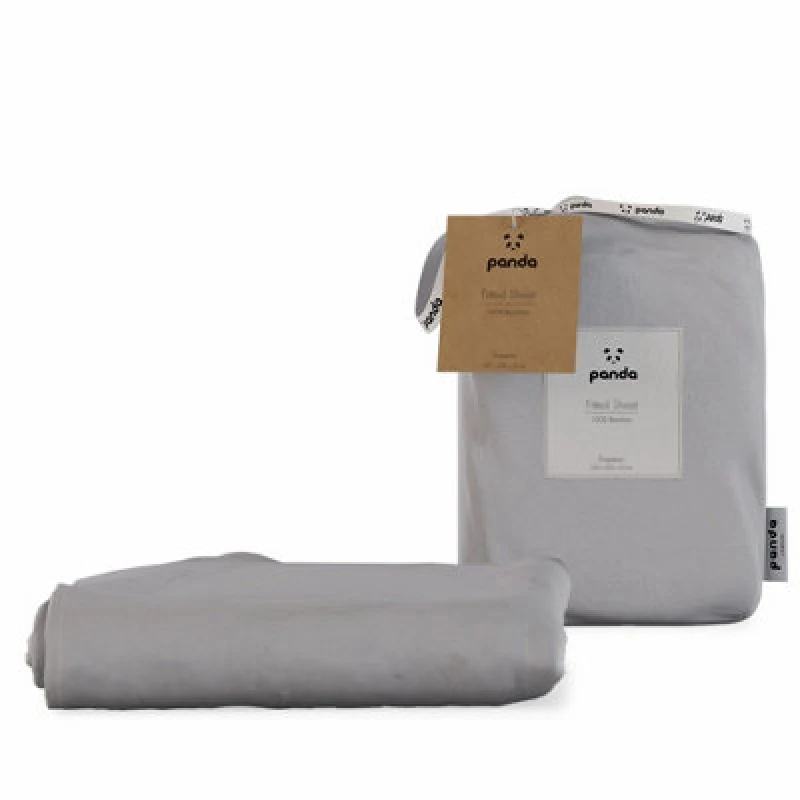 Image of Panda London 100% Bamboo Bedding Fitted Sheet in Mid Grey Size: EU Single Mid Grey Unisex EU Single