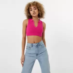 Image of Jack Wills Rib Polo Crop Tee - Multi