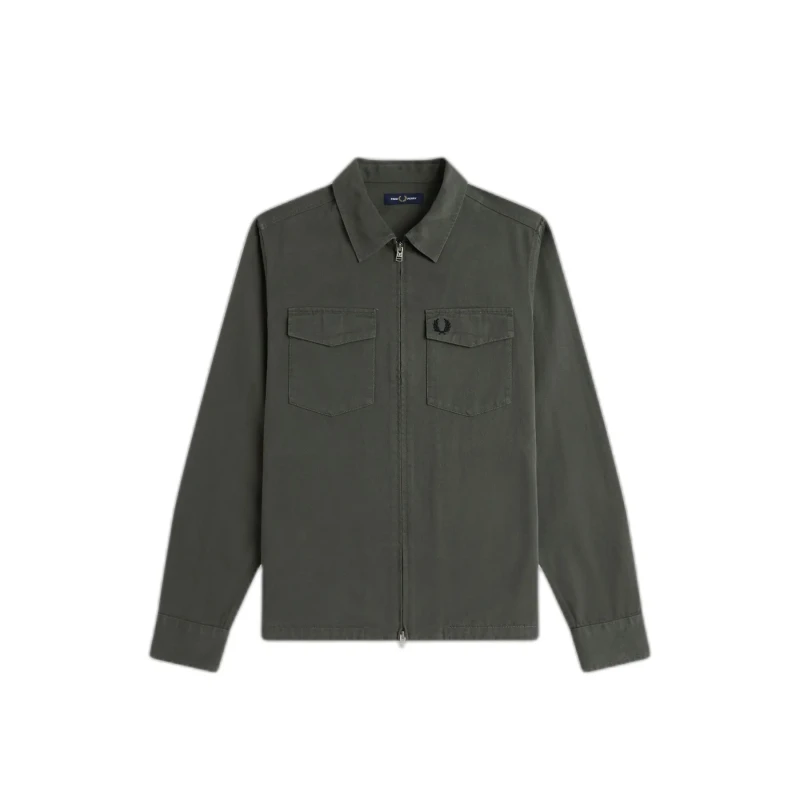 Image of Fred Perry Zip-up twill overshirt Fred Perry Vert Male S FPM9833-638