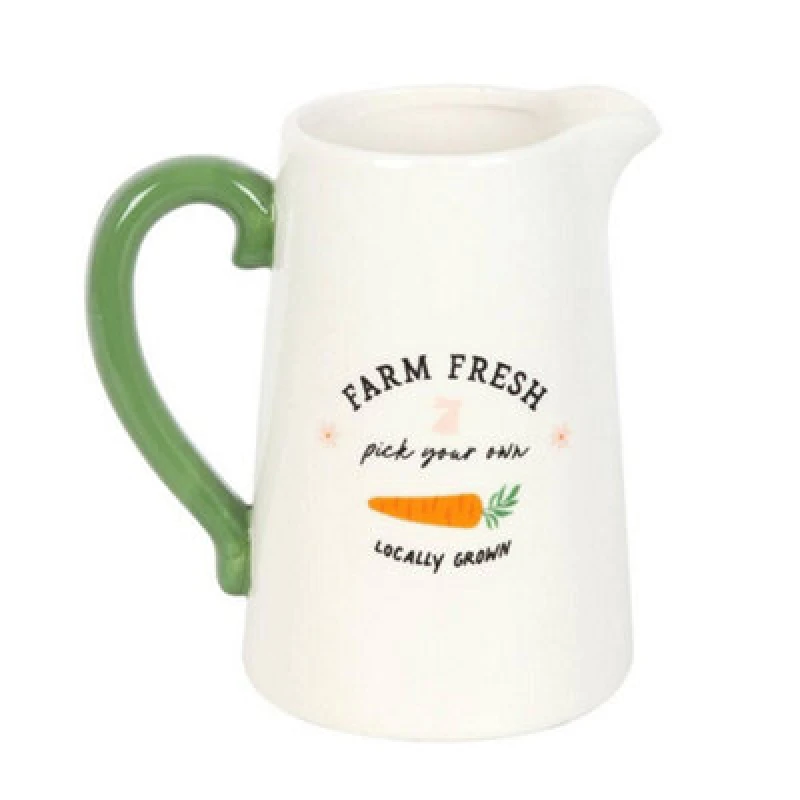Image of Something Different Something Different Farm Fresh Carrot Patch Ceramic Flower Jug in White White One Size Unisex 5063693881313