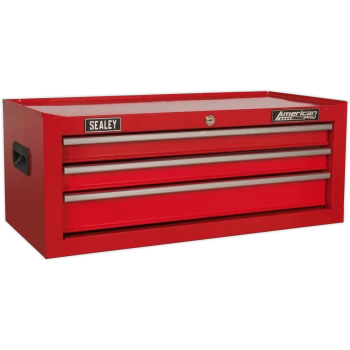 image of Sealey American Pro 3 Drawer Mid Tool Chest Red