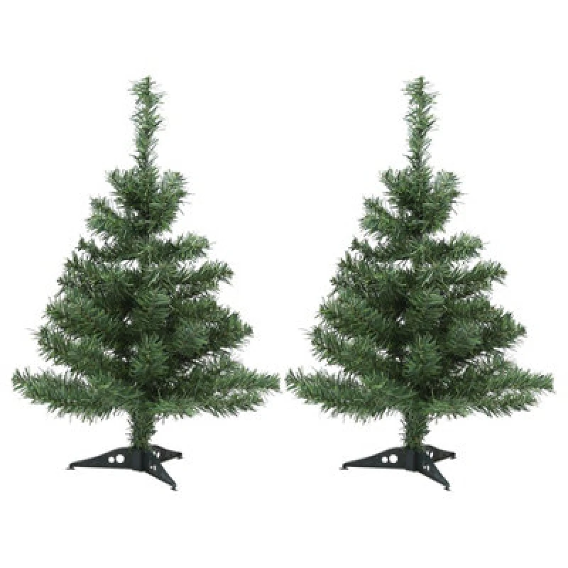 Image of Harbour Housewares Artificial Fir Christmas Trees - 60Cm - Green - Pack Of 2