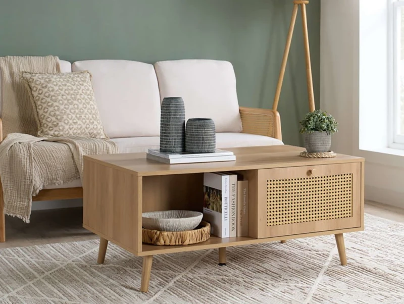 Image of Birlea Croxley Rattan and Oak Coffee table