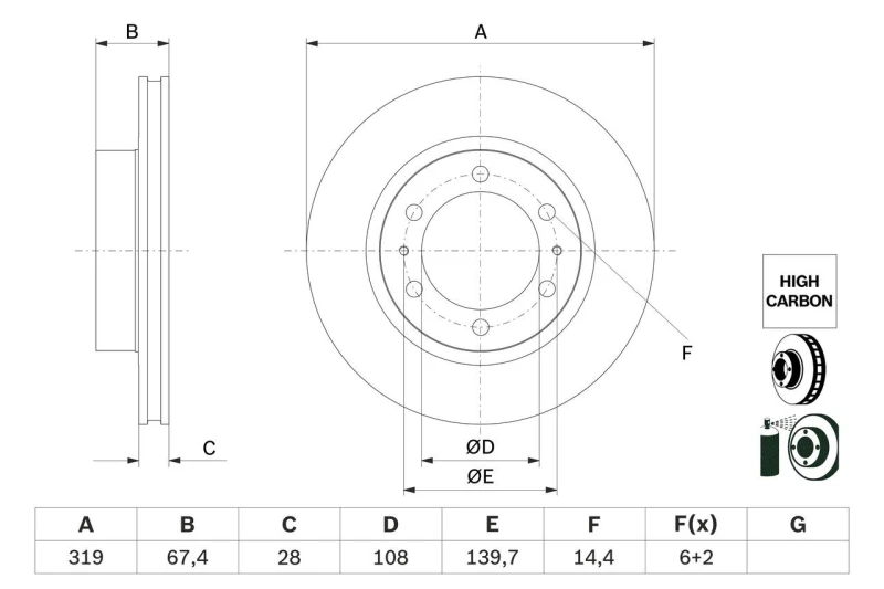 Image of Brake disc Bosch 0 986 479 G19
