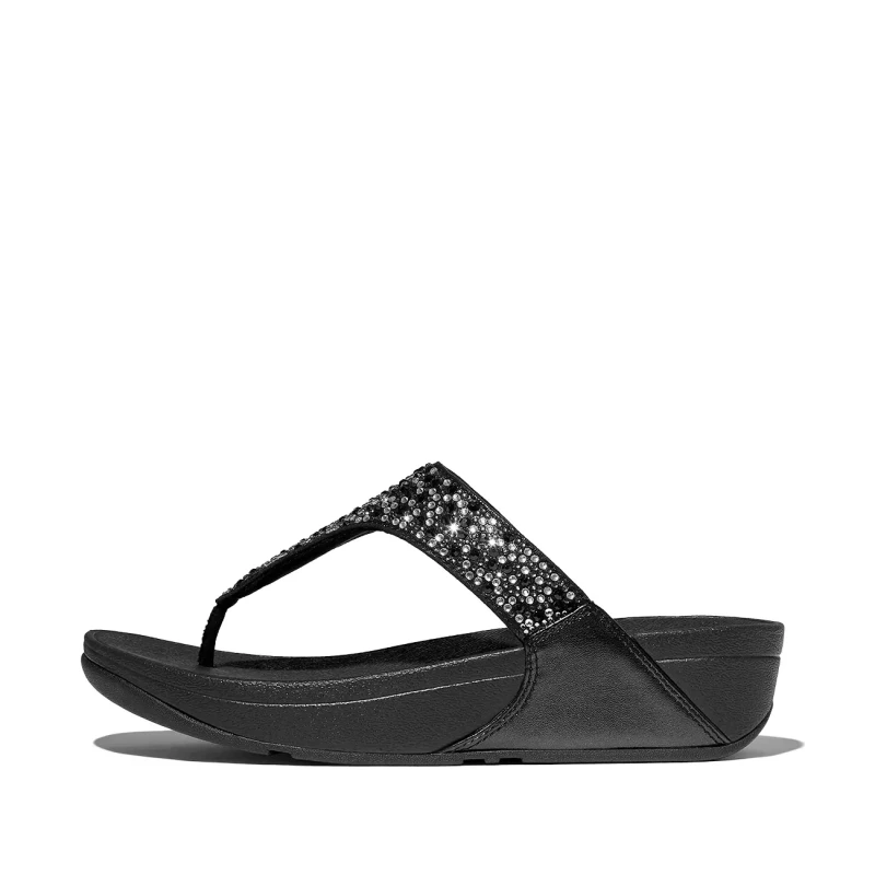 Image of FitFlop Womens sandals FitFlop Lulu Crystal-Mix Toe-Post Noir Female 36