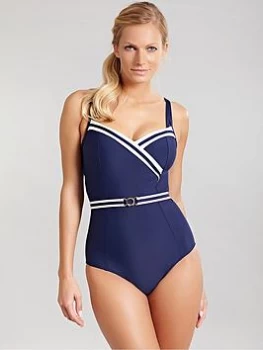 image of Panache Portofino Balconette Swimsuit, Navy/Ivory, Size 36D, Women