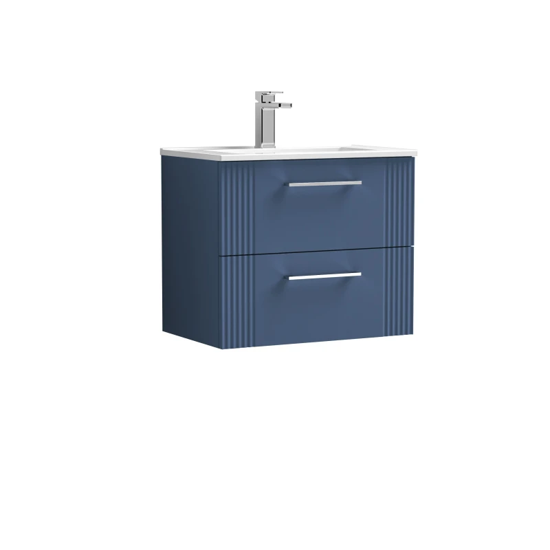Image of Balterley 2 Drawer Wall Hung Vanity Unit with Minimalist Basin Blue 600mm Blue