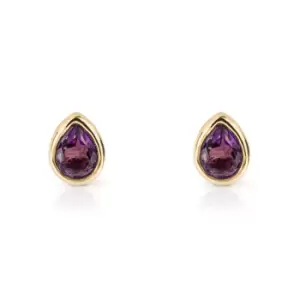 image of JG Signature Gold Plated February Birthstone Teardrop Stud Earrings