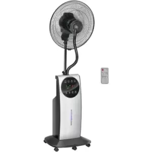 Image of Pedestal Fan with Water Mist Spray Standing Fan w/ 3.1L Water Tank Black - Black - Homcom