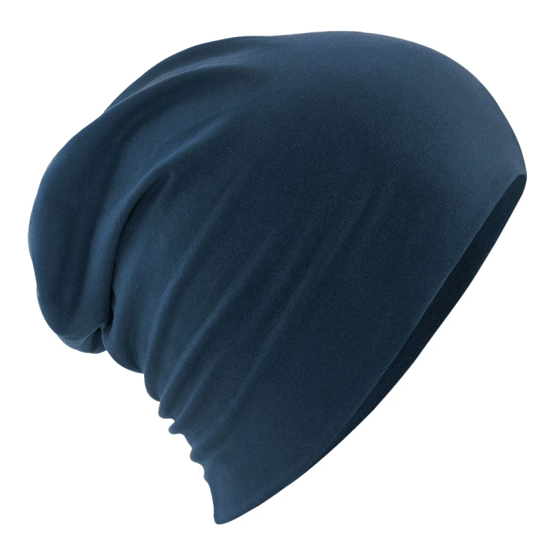Image of Beechfield Beechfield Men Hemsedal Cotton Slouch Beanie in Navy Navy One Size Male 5063417938989