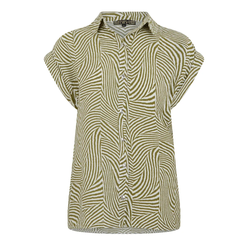 Image of Biba Biba Button Through Shirt - Green Green 8