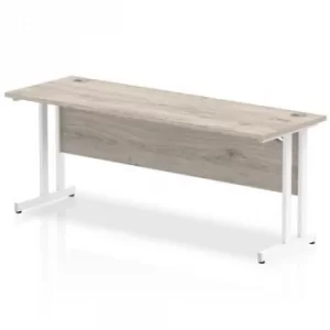 image of Trexus Rectangular Slim Desk White Cantilever Leg 1800x600mm Grey Oak