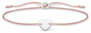 image of Thomas Sabo Pink Nylon Silver Heart Bracelet A1996-173-19- Jewellery