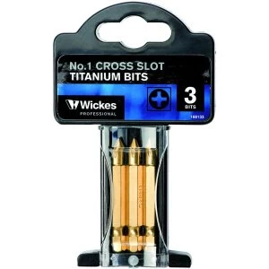 image of Wickes Titanium Screwdriver Bit Phillips NO1 50mm Pack 3