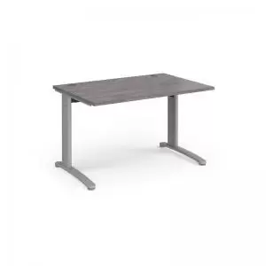 image of TR10 straight desk 1200mm x 800mm - silver frame and grey oak top