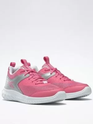 Image of Reebok Rush Runner 4 Shoes, Pink/Silver, Size 1 Older