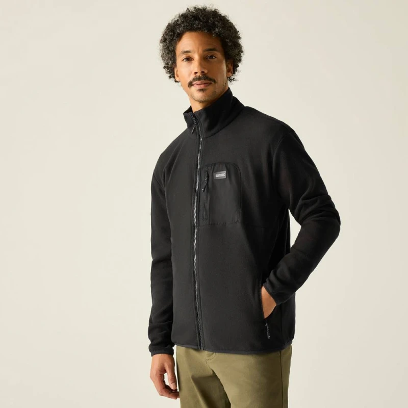 Image of Regatta Mens Frankie Full Zip Fleece in True Black Size: Large True Black Male L