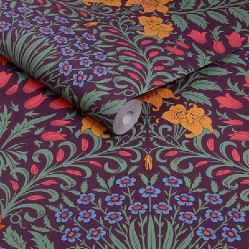 Image of William Morris At Home Garden Dewberry Wallpaper